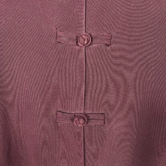 Vintage 100% Silk Jacket Burgundy Mandarin Collar Fully Lined Button Front Sz 8 - Picture 7 of 14